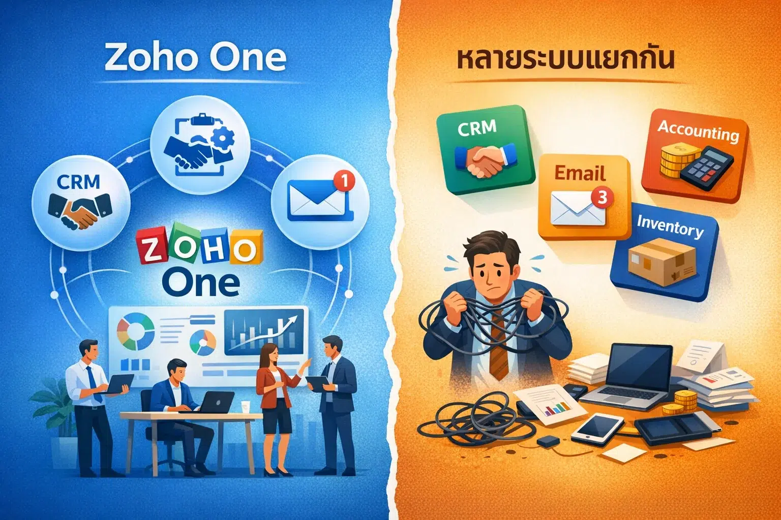 Zoho One ต่างจากใช้หลายระบบแยกกันอย่างไร - Black Cat Design